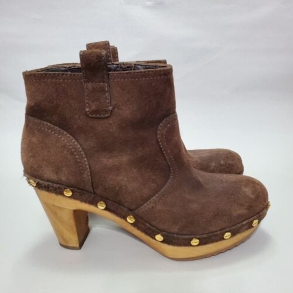 Tory Burch Ginevra Brown Suede Heeled Studded Ankle Boots, Women’s size 8